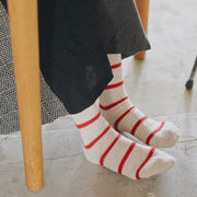 Nishiguchi Kutsushita Mohair Wool Border Socks | Tower White (2023 Limited Color)