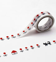 Black cat w flowers MT x MAKOTO MATSUBAYASHI | Washi Tape
