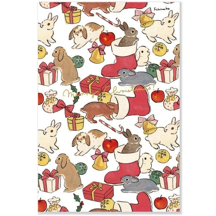 Shinako Moriyama Festive Bunny Postcard