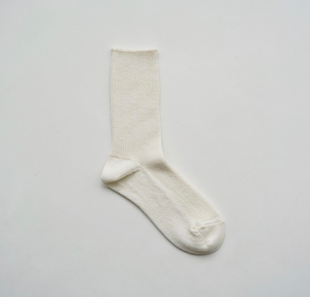 Hakne Wool Cashmere Ribbed Socks | Ivory