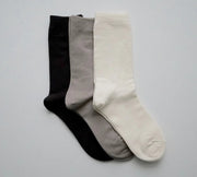 Hakne Silk Cotton Double-Faced Socks | Ivory