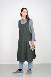Linen Over Dress Apron | Vert Noir