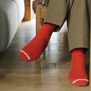 Nishiguchi Kutsushita Wool Ribbed Socks | Shrine Red (2025 Limited Edition Color)