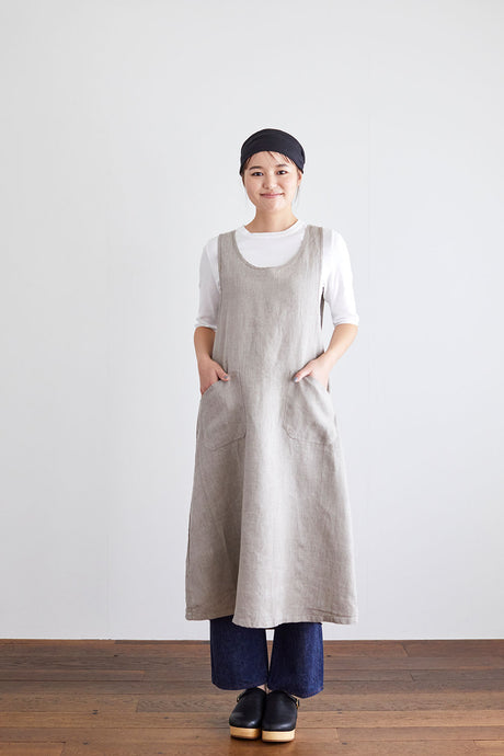 Linen Over Dress Apron - Natural