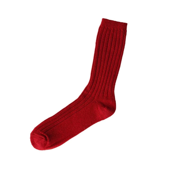 Nishiguchi Kutsushita Cashmere Ribbed Socks | Classic Red | ŪMEI