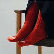 Nishiguchi Kutsushita Wool Ribbed Socks | Shrine Red (2025 Limited Edition Color)