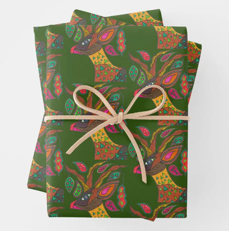 Nayana Studio Gift Wrap | Green Pine Reindeer