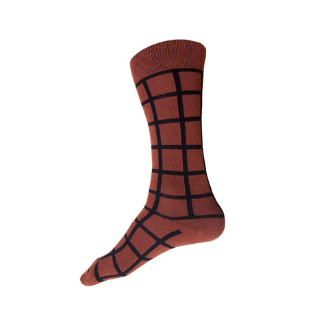 Grid Socks | Rust + Black
