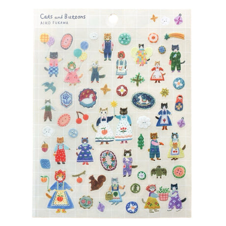 Aiko Fukawa Cats and Buttons Stickers