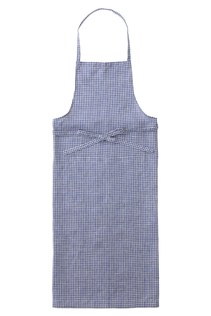 Linen Full Apron | blue Gingham | Fred