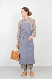 Linen Full Apron | blue Gingham | Fred