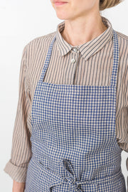 Linen Full Apron | blue Gingham | Fred