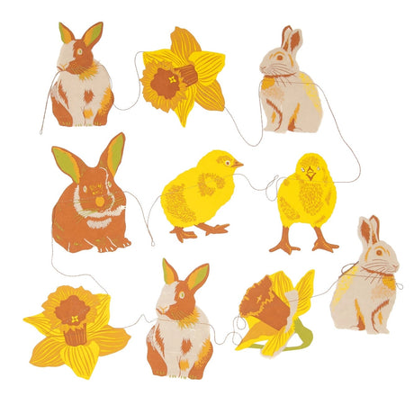 Spring Bunny, Chicks & Daffodils Sewn Garland