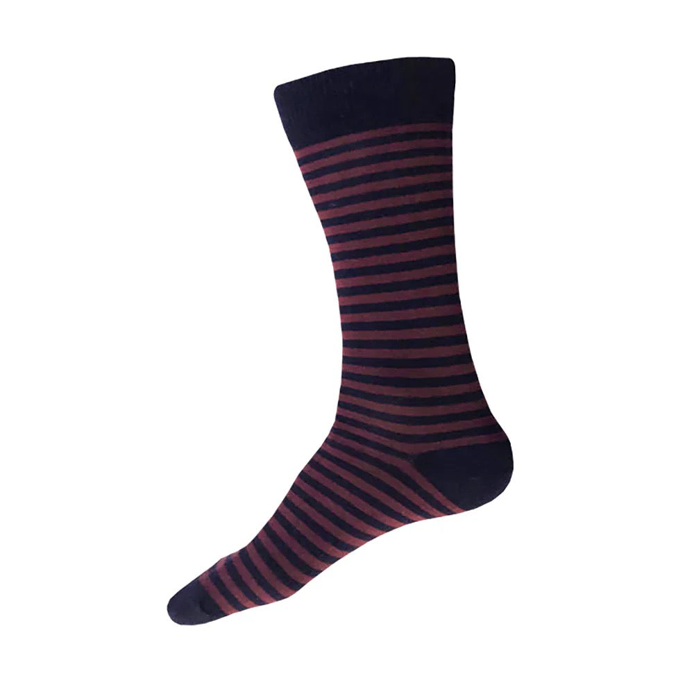 Stripe Sock | Navy & Burgundy