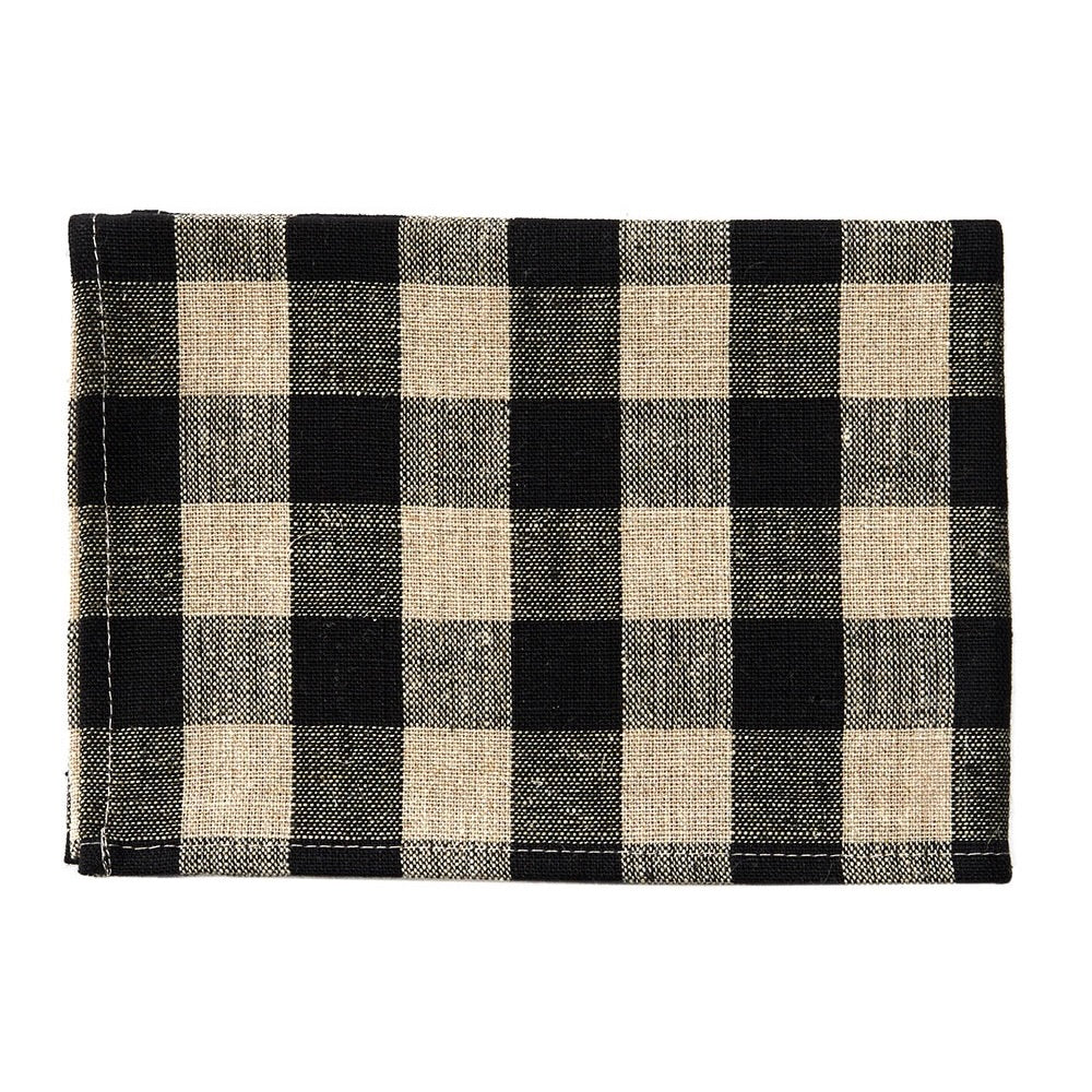 Black Natural Check | Thick Linen Kitchen Cloth