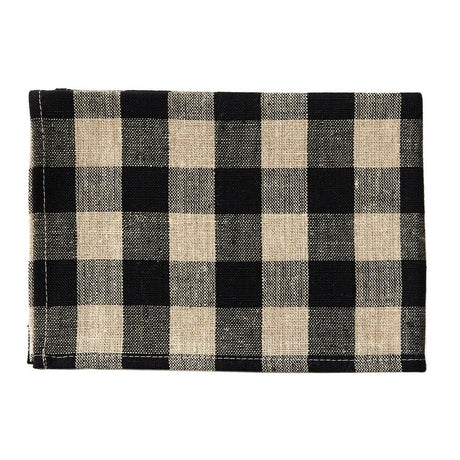 Black Natural Check | Thick Linen Kitchen Cloth