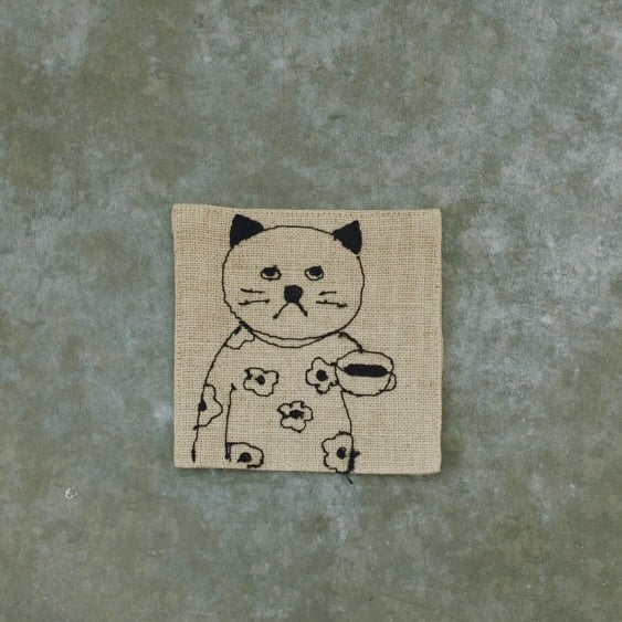 Shion Sugawara Linen Embroidery Coaster (Shima)