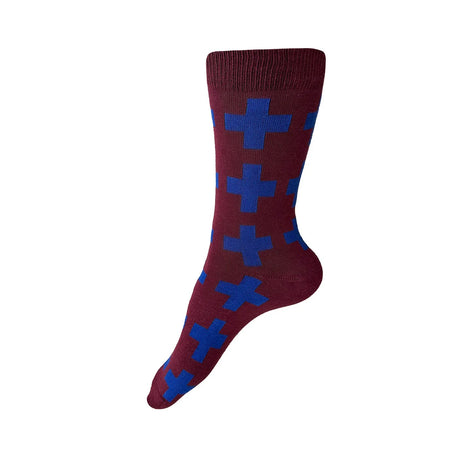 Swiss Socks | Burgundy + Cobalt