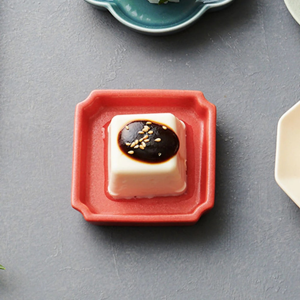 Mino Ware Mini Square Dish | Red