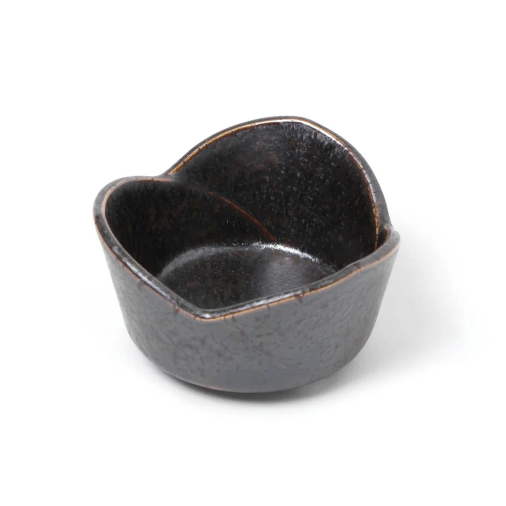 Mino Ware 3 Petal Flower Mini Bowl | Black