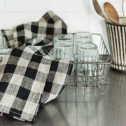 Black Natural Check | Thick Linen Kitchen Cloth