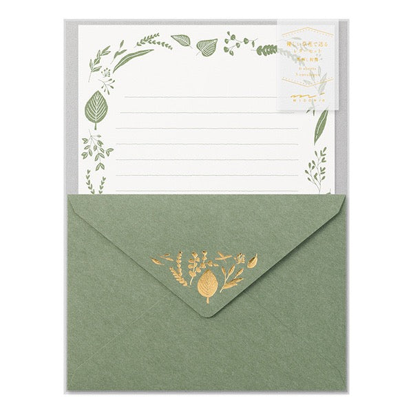 Letterset Foil Stamped Envelope | Leaves