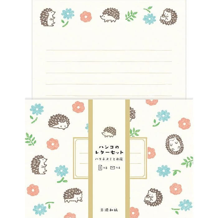 Furukawa Paper Hanko Letter Set - Hedgehog & Flowers