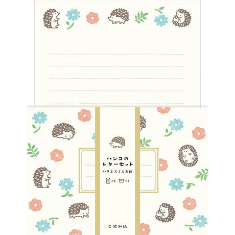 Furukawa Paper Hanko Letter Set - Hedgehog & Flowers