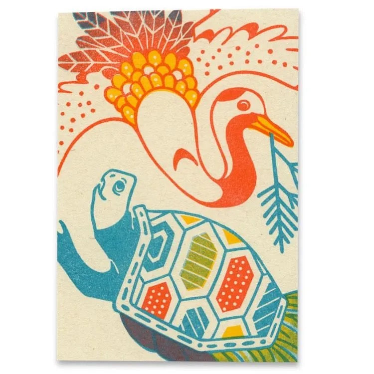 Umeya Retro Crane and Turtle Postcard