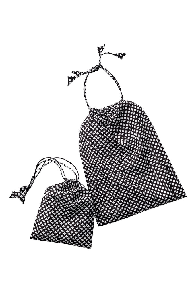 Mii Thaaii Drawstring Bag Set - Leaf Black