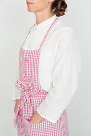 Linen Full Apron | Pink Check | Robin