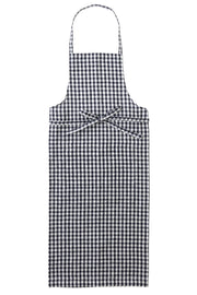 Linen Full Apron | Navy White Check