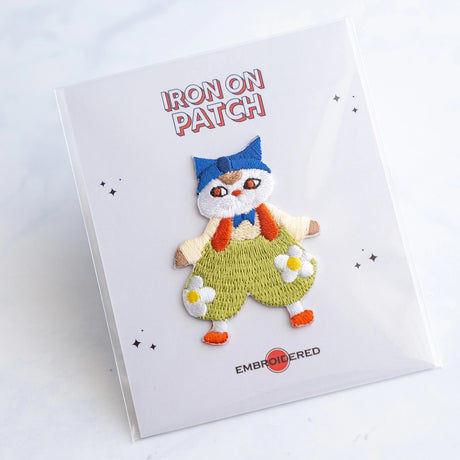Cute Cat Character Patch - Green Pants