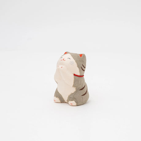 Ceramic Washi Cat Praying Figurine