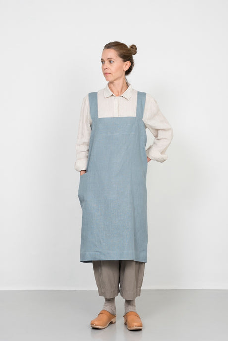 Light Blue Linen Square Apron