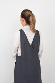 Linen Over Dress Apron - Smoke Gray