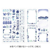 Midori Yuru Log Stickers - Blue Nordic