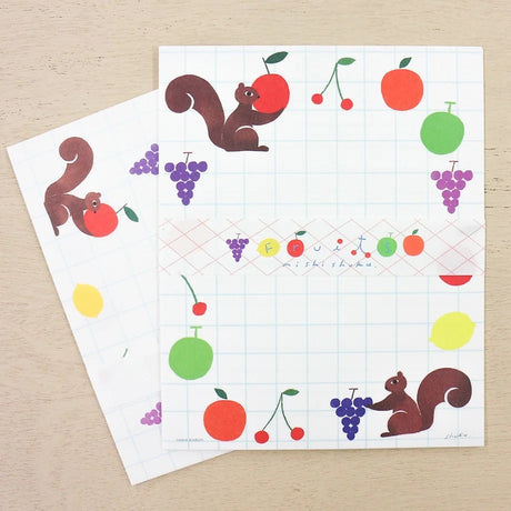 Nishi Shuku Squirrel w/ Fruits Letter Set