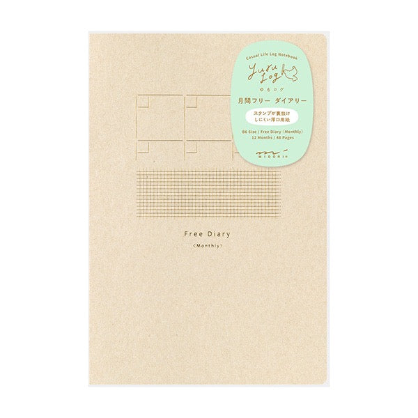 Midori B6 Yuru Log Notebook - Monthly Free Diary & Square Border