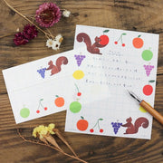 Nishi Shuku Squirrel w/ Fruits Letter Set