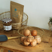 Iron/ Gold Wire Basket Round Shallow M