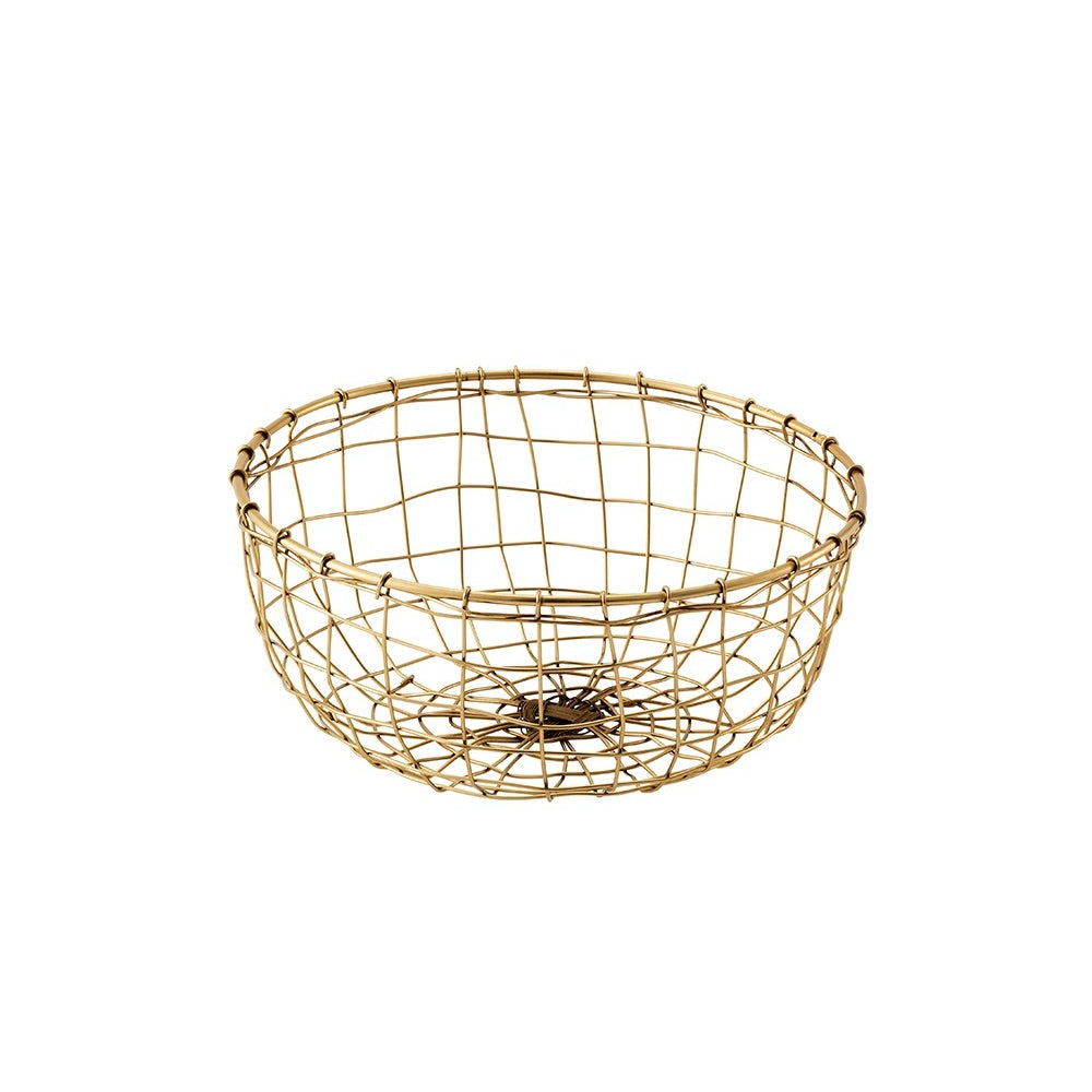 Iron/ Gold Wire Basket Round Shallow M