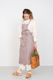 Linen Full Apron | Purple and Yellow Check (Phil)