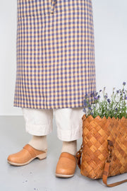 Linen Full Apron | Purple and Yellow Check (Phil)