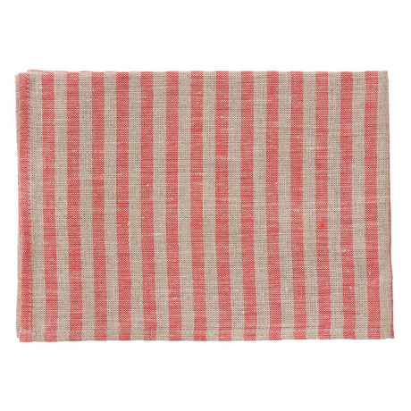Poppy & Oatmeal Stripe (Agnes) | Linen Kitchen Cloth