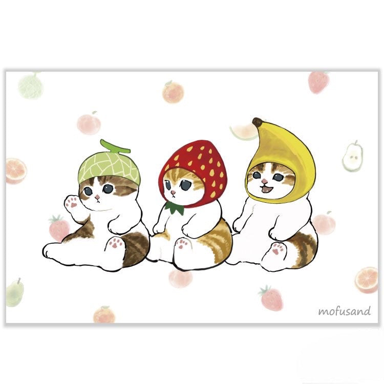 Mofusand Cats Postcard - Fruit Hat