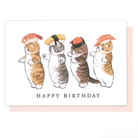 Mofusand Cats Greeting Card - Sushi Hats