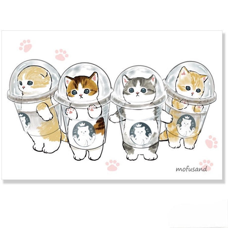 Mofusand Cats Postcard - Boba Cups