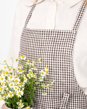 Linen Full Apron | Brown Gingham (Josh)