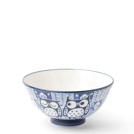 Blue & White Owl Rice Bowl 4.25"